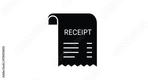 Keep track of your expenses with this simple stylized black receipt icon for accounting and financial tracking needs