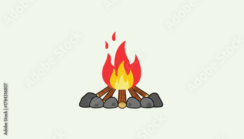Cozy campfire illustration perfect for camping guides, outdoor adventures, or a warm, inviting mood