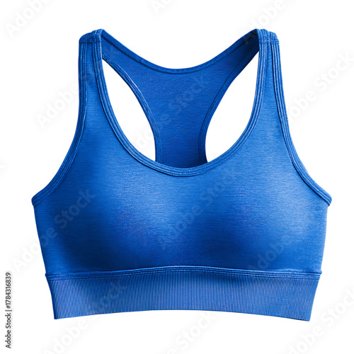 Blue sports bra isolated on plain color