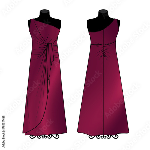 Assymetrical knotted dress with satin fabric