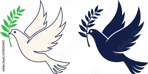 Dove with olive branch icon