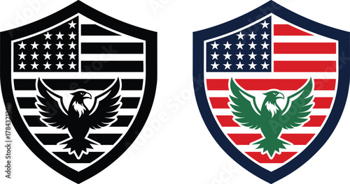 Eagle with usa flag background icon