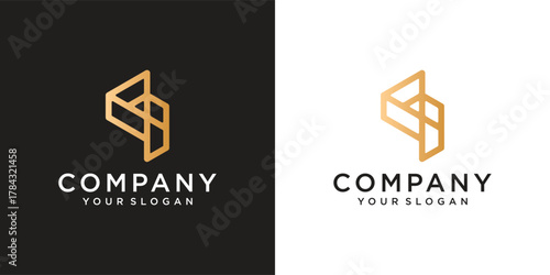 business company logo, Elegant modern geometric logo with golden gradient design perfect for business, real estate, construction, luxury brand, and corporate identity. Clean, minimal, and professional
