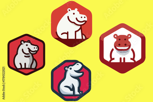 This is a unique hippo logo vector image, suitable for use in company logo designs, stickers, t-shirts, banners, children's toys, communities, animal lovers, fauna, zoos, animal breeding, animal breed