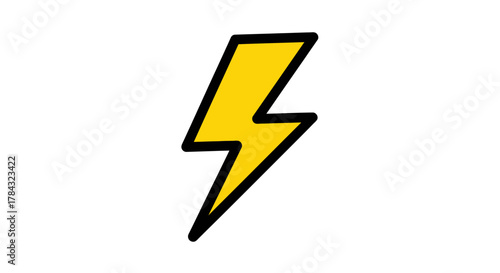 Energetic illustration of yellow lightning bolt with a striking black outline