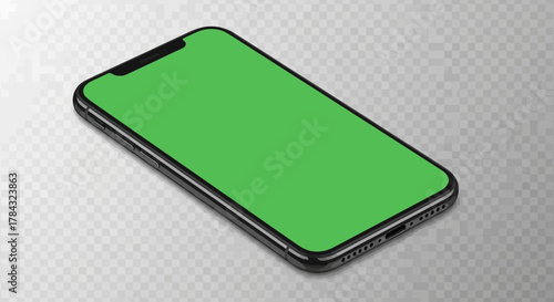 Modern Smartphone with Green Screen Display Mockup for App and Website Design