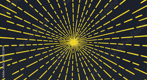 Retro sunburst background with yellow rays radiating from a central point