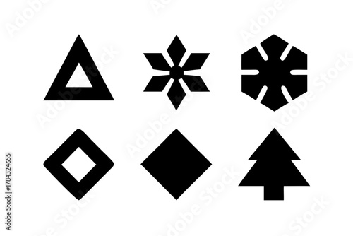 Geometric christmas shapes silhouette for design