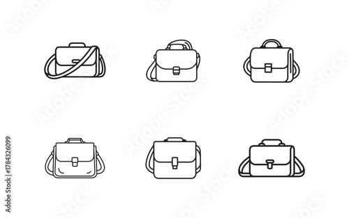 Modern Briefcase Collection Vector Illustration Set for Professional and Business Designs Various Styles and Configurations for Diverse Applications