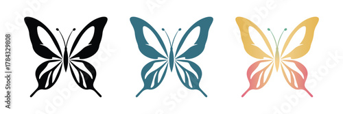 Graceful butterflies in black, teal and gradient colors for a modern, vibrant design