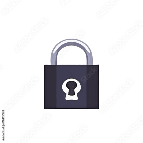 A dark padlock with a silver shackle and keyhole on a white background.