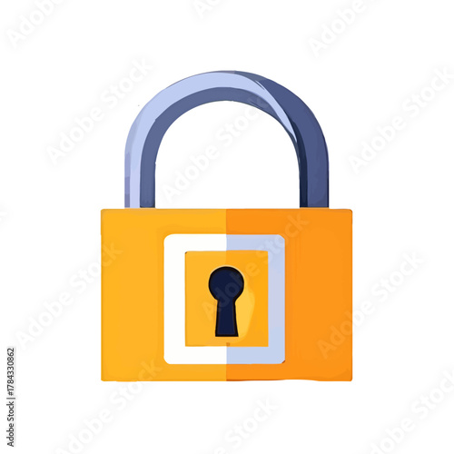 Illustration of a yellow padlock with a silver shackle and a keyhole.