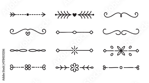 Hand drawn ornamental line art.