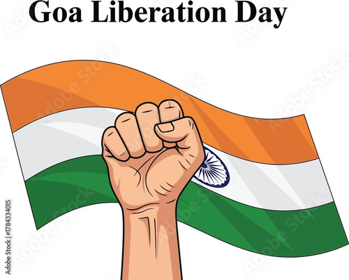 Goa Liberation Day celebration with raised fist and Indian flag