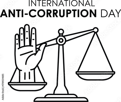 International Anti-Corruption Day with hand and balance scale