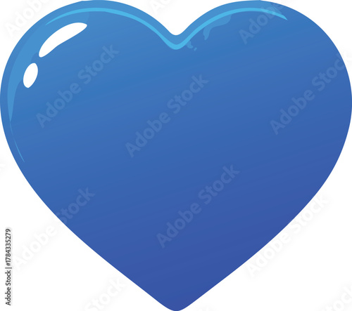 A single bright blue heart shape isolated on a plain white background