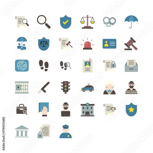 collection of law and police flat icons