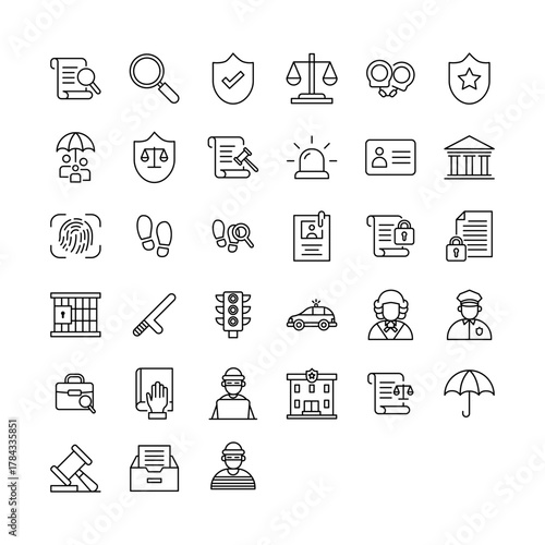 collection of law and police line icons