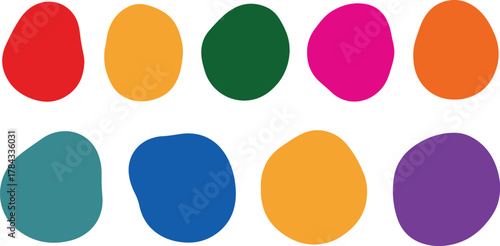 Collection of ten colorful abstract organic shapes in a grid formation on a white background