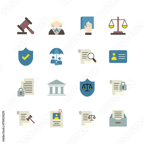 collection of legal and law flat icons