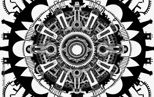 Intricate Mechanical Mandala Abstract Design