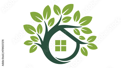 Eco friendly home tree logo icon