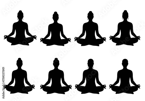 Silhouette Serenity Meditative Yoga Poses in Lotus Position