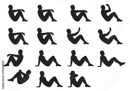 Silhouette Collection Diverse Sitting Poses for Design Projects