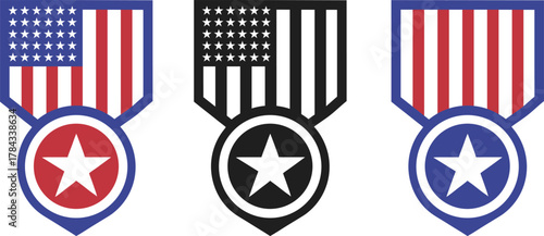 Military medal with usa flag star
