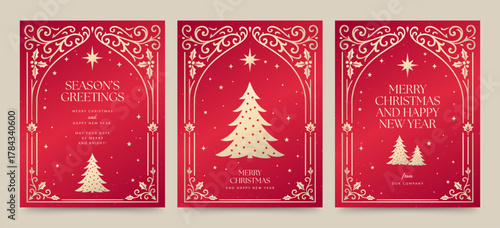 Winter Wonderland Poster Flyer Flier Template with Elegant, Luxury & Classic Christmas Border Frame & Xmas Tree Vector for Christmas Market Banner & Wintertime Invitation Layouts, Christmas Background