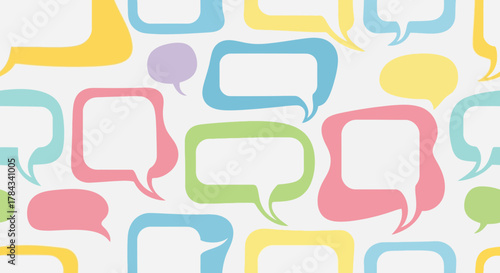 Playful pastel communication bubbles background for social media engagement