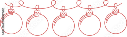 Minimalist Christmas Bauble Garland Line Art