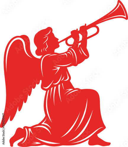 Red Angel Trumpet Silhouette Kneeling