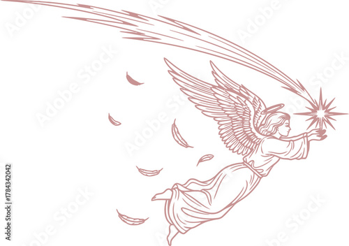 Angel Reaching for Star, Feathers Falling