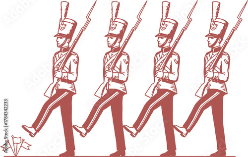 Marching Soldiers Military Uniform Bayonet Parade