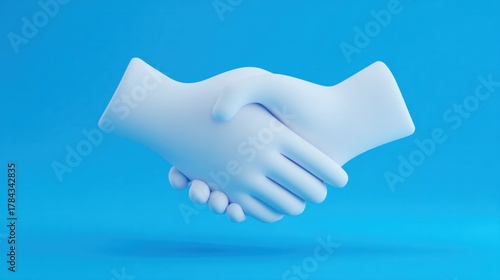 Handshake Icon: A stylized handshake icon, symbolizing unity and agreement, rendered in a minimalist style. Set against a serene blue background, it evokes feelings of trust and cooperation.