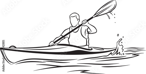 Sketch of a person kayaking on water