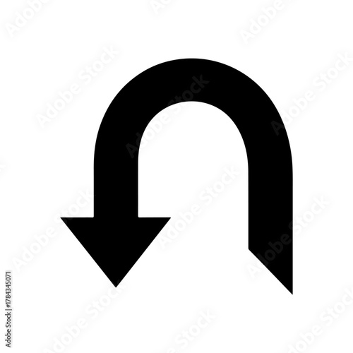U Turn arrow silhouette icon vector illustration on white background