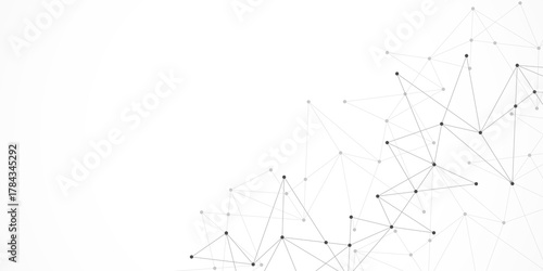 Minimalistic design with connecting the dots and lines. Abstract geometric background of science and technology concept