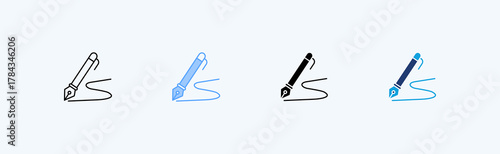 Calligraphy Multiple Icon Illustration Vector
