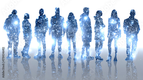 diverse business team standing together digital technology