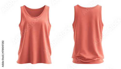 Coral tank top, front and back views (1)