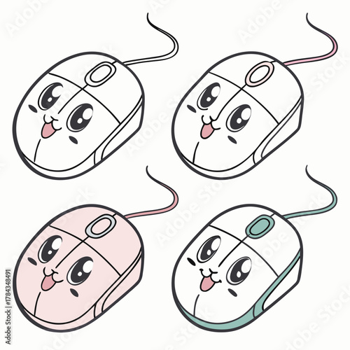 Four cute cartoon computer mice with happy faces computer mouse 2