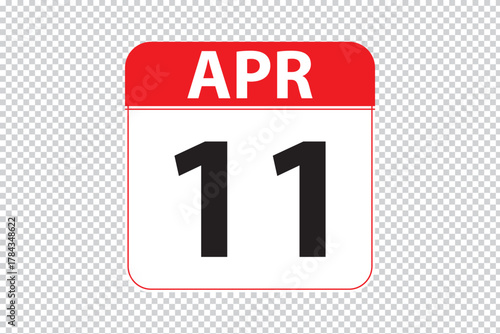 April 11 dates calendar icon.  simple and modern calendar icon on white background.