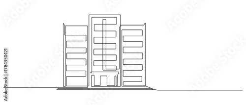 Continuous Line Drawing of a Modern City Building,continuous line drawing of corporate company building.Modern architecture building. Continuous line drawing of commercial building vector 
