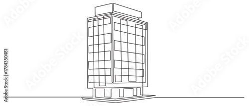 Continuous Line Drawing of a Modern City Building,continuous line drawing of corporate company building.Modern architecture building. Continuous line drawing of commercial building vector 