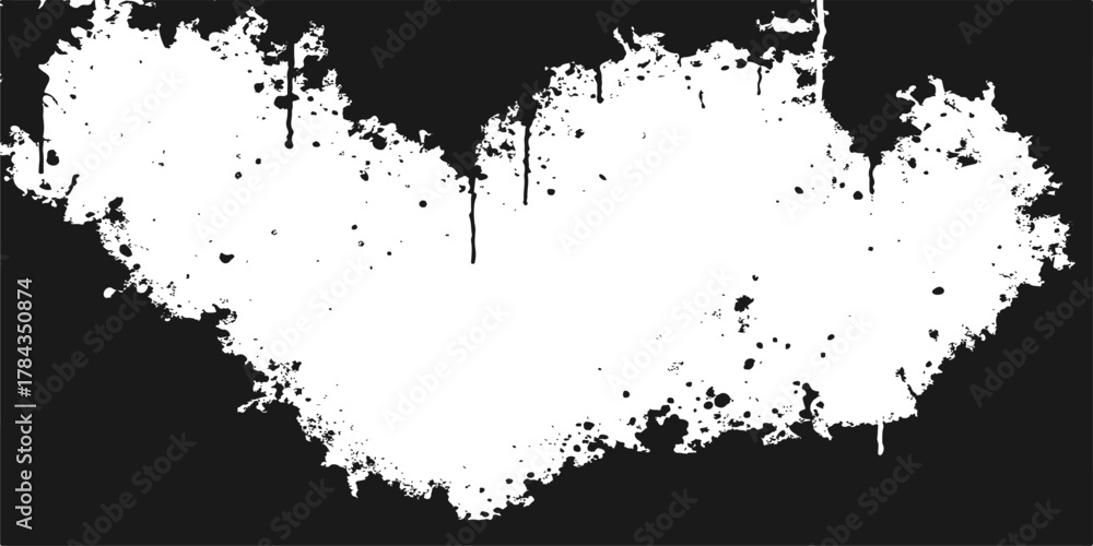 Naklejka premium Black ink grunge heart vector illustration with splatter and drip texture pattern frame