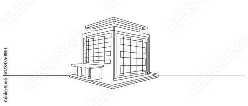 Continuous Line Drawing of a Modern City Building,continuous line drawing of corporate company building.Modern architecture building. Continuous line drawing of commercial building vector 