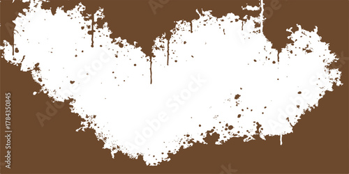 Grunge heart shape with black ink paint splatter and blot texture background design