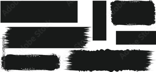 Straight Line Vector Brush Strokes , Black Paint Lines, Grunge Texture, and Calligraphy Brushstroke Boxes